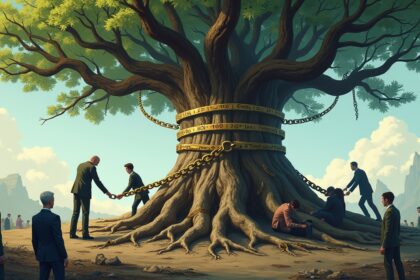 menggunakan istilah "fault tree", atau pohon kesalahan. Menurut Cak Nun, "struktur kesalahan bernegara kita akarnya salah